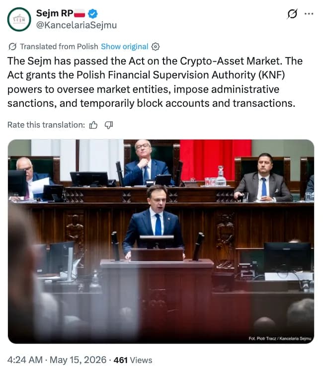 Poland Adopts MiCA Crypto Bill, South Korea Targets Tokenized Securities, Hana Buys $668M Upbit Stake