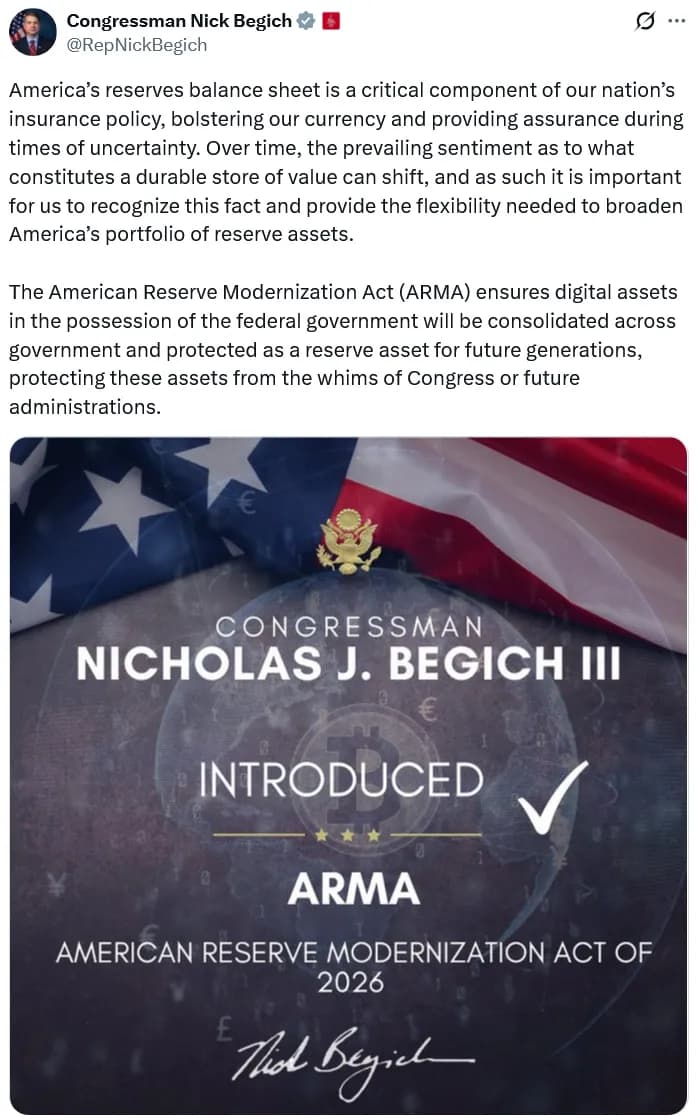 Bitcoin Tests $78K as ARMA Bill Targets 1M BTC Reserve, $4B Shorts Stack at $80K