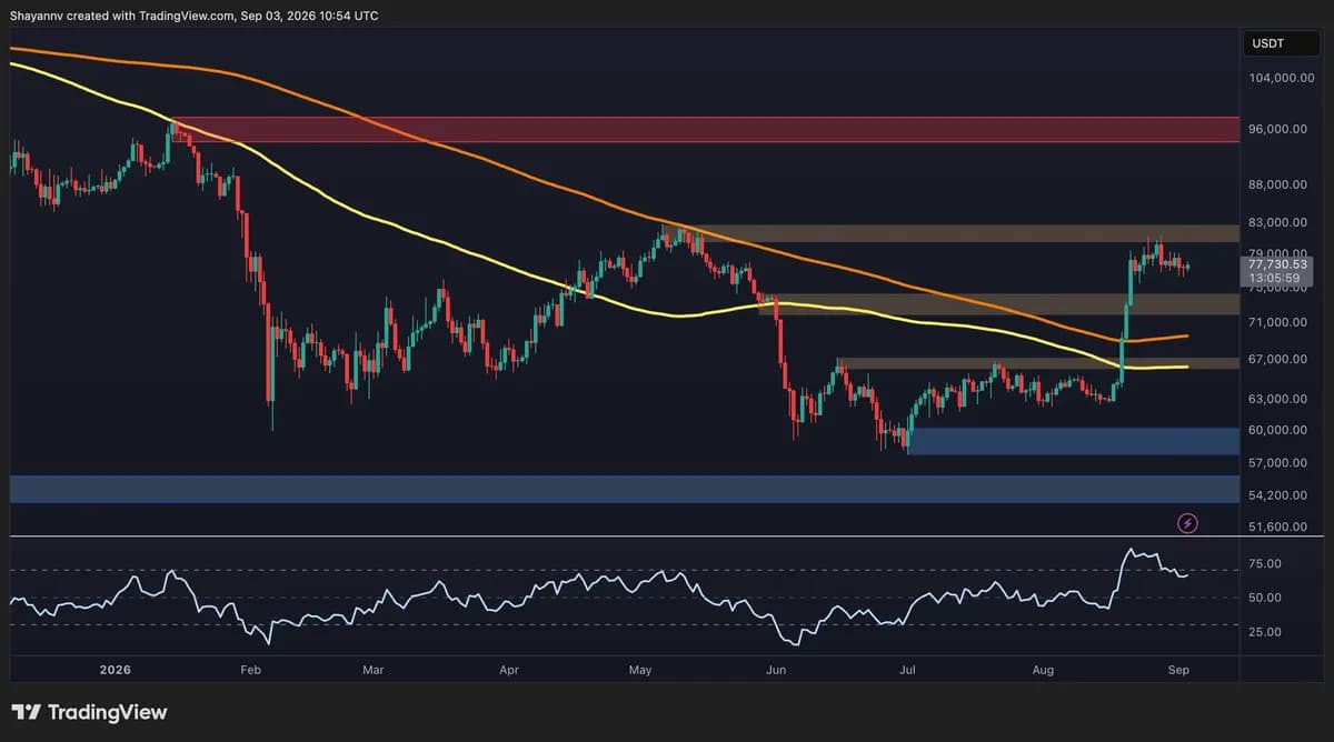 BTC Price Analysis: Bitcoin Rebounds From $76K but Crucial Resistance Remains Above $80K