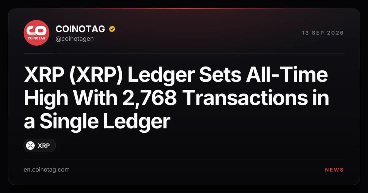 XRP (XRP) Ledger Sets All-Time High With 2,768 Transactions in a Single Ledger