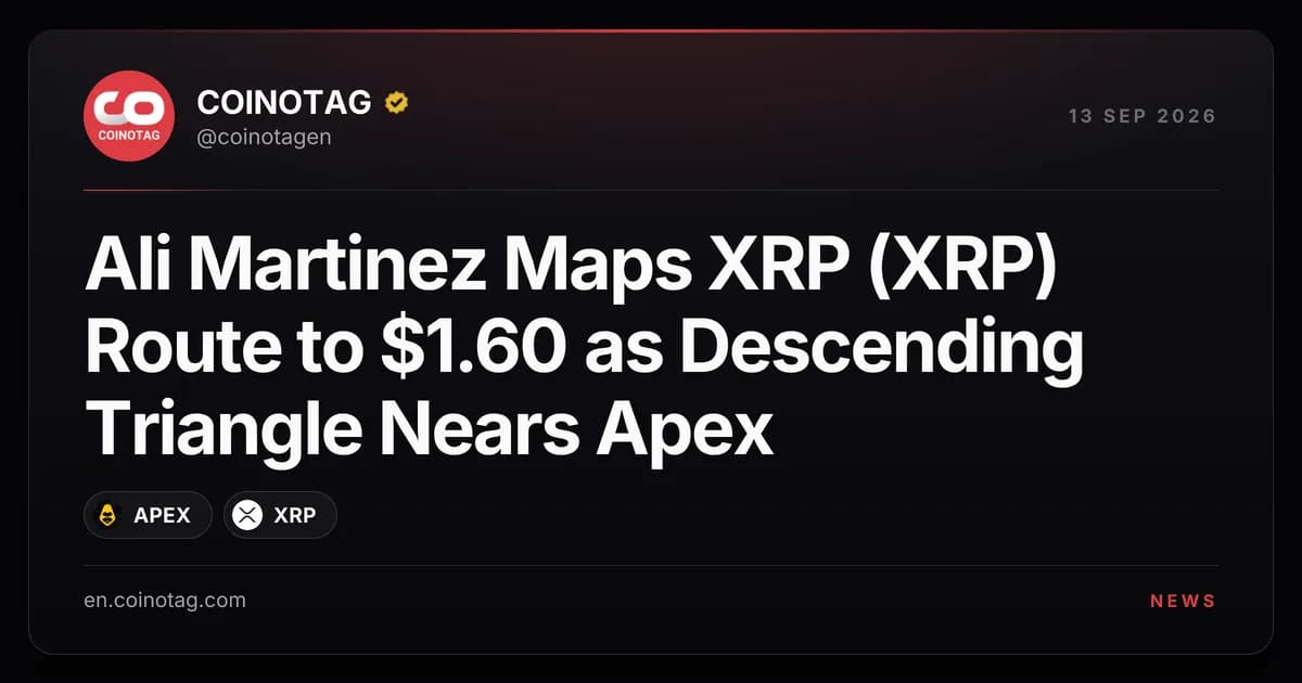Ali Martinez Maps XRP (XRP) Route to $1.60 as Descending Triangle Nears Apex