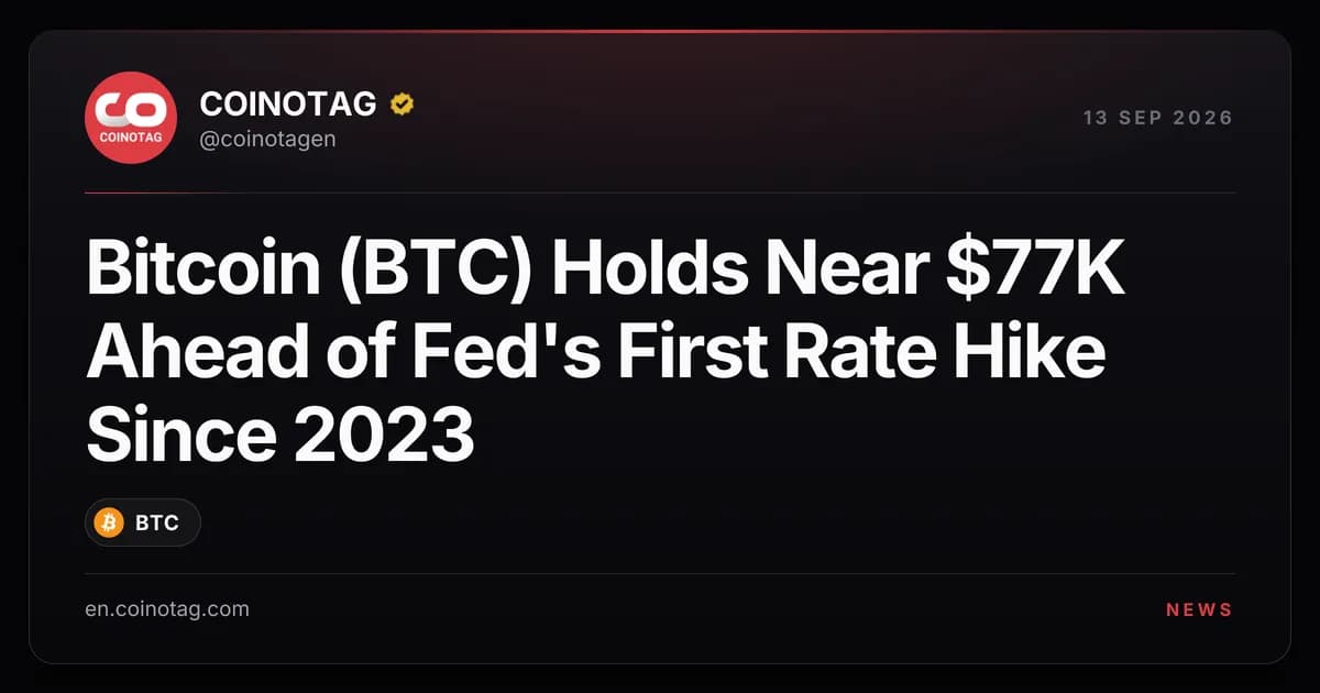 Bitcoin (BTC) Holds Near $77K Ahead of Fed's First Rate Hike Since 2023