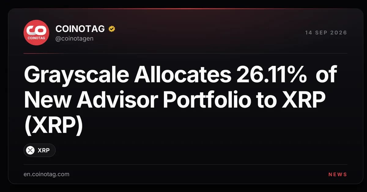 Grayscale Allocates 26.11% of New Advisor Portfolio to XRP (XRP)