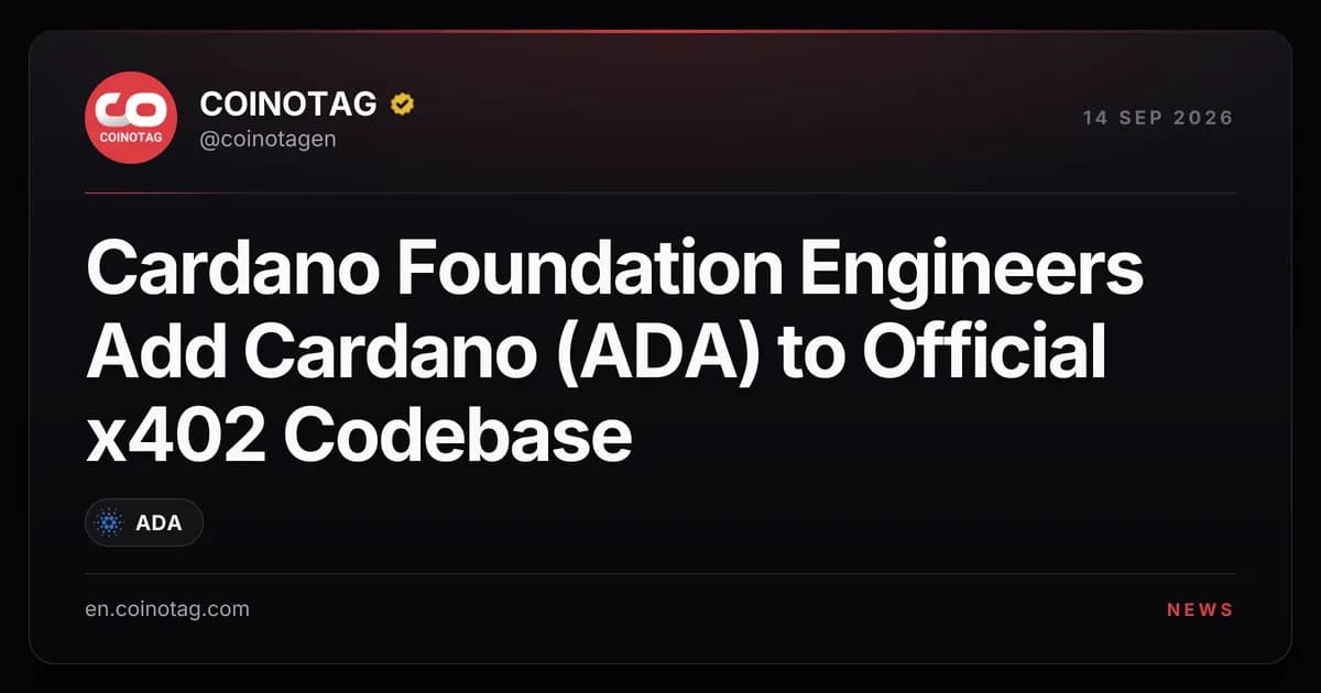 Cardano Foundation Engineers Add Cardano (ADA) to Official x402 Codebase