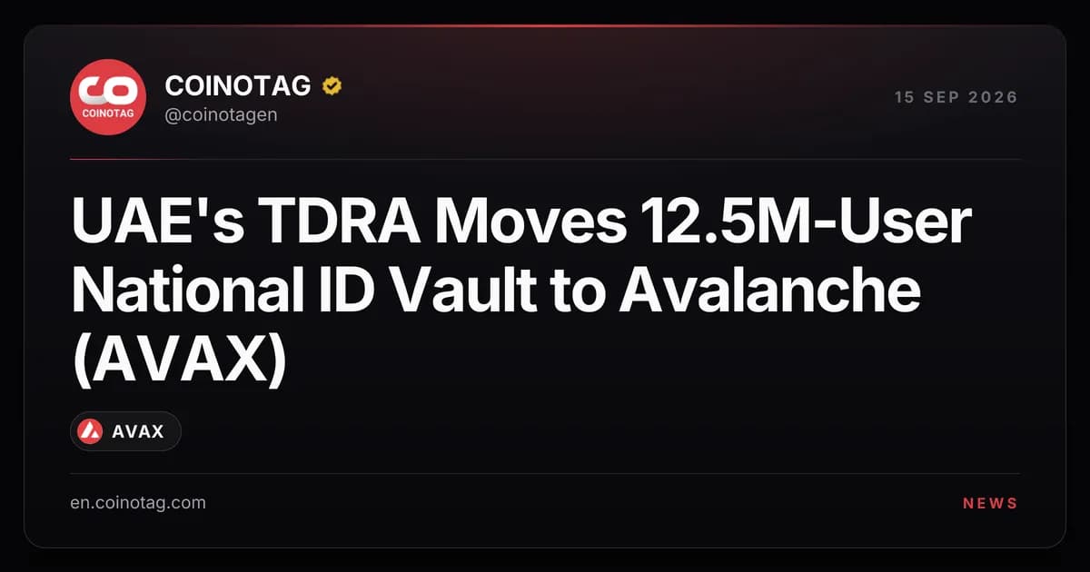 UAE's TDRA Moves 12.5M-User National ID Vault to Avalanche (AVAX)