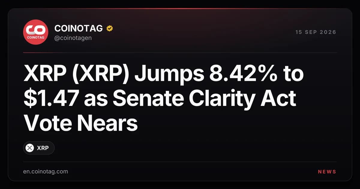 XRP (XRP) Jumps 8.42% to $1.47 as Senate Clarity Act Vote Nears