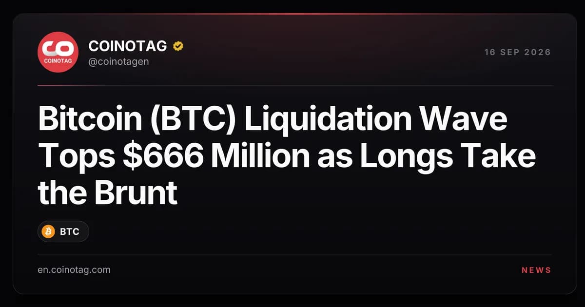 Bitcoin (BTC) Liquidation Wave Tops $666 Million as Longs Take the Brunt
