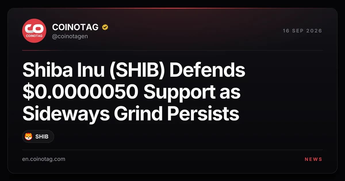 Shiba Inu (SHIB) Defends $0.0000050 Support as Sideways Grind Persists