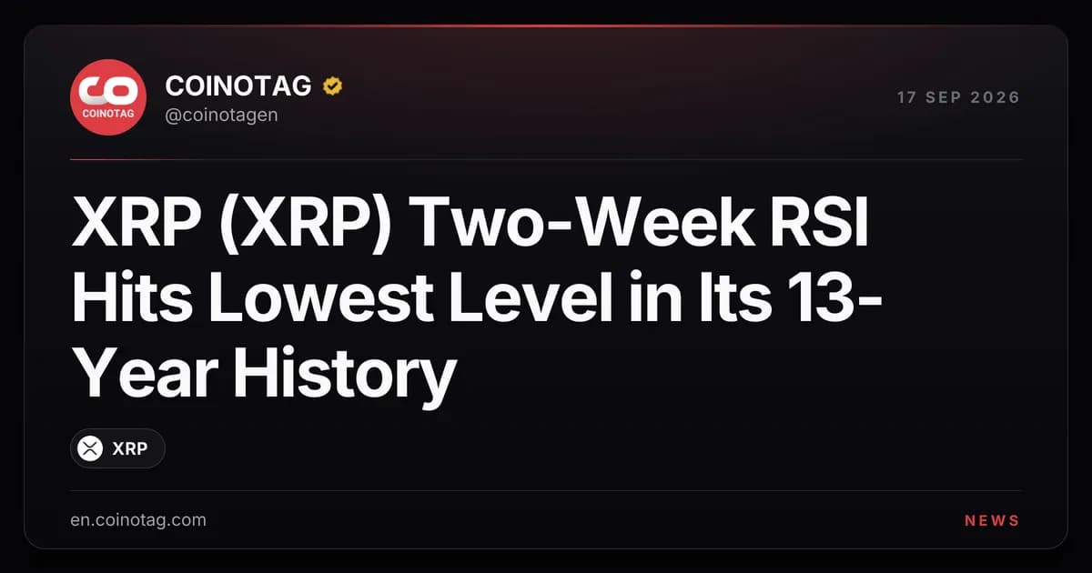 XRP (XRP) Two-Week RSI Hits Lowest Level in Its 13-Year History