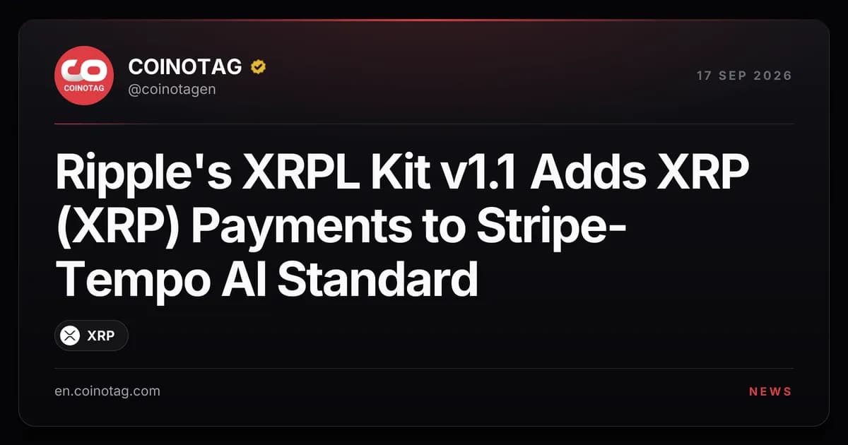 Ripple's XRPL Kit v1.1 Adds XRP (XRP) Payments to Stripe-Tempo AI Standard