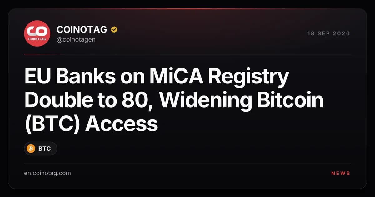 EU Banks on MiCA Registry Double to 80, Widening Bitcoin (BTC) Access