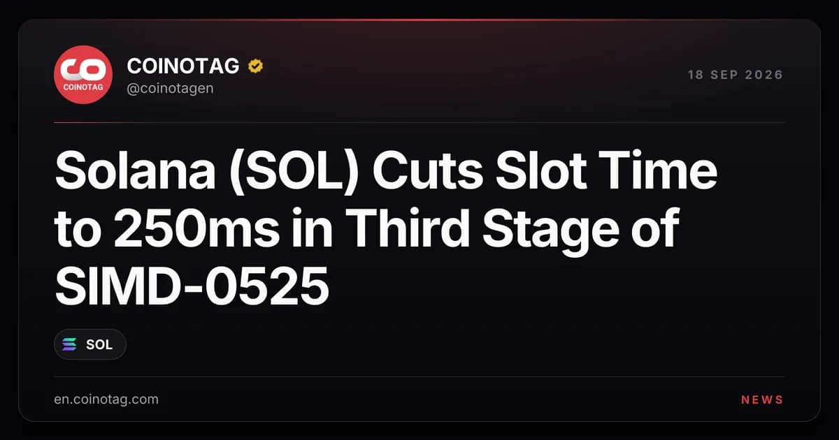 Solana (SOL) Cuts Slot Time to 250ms in Third Stage of SIMD-0525