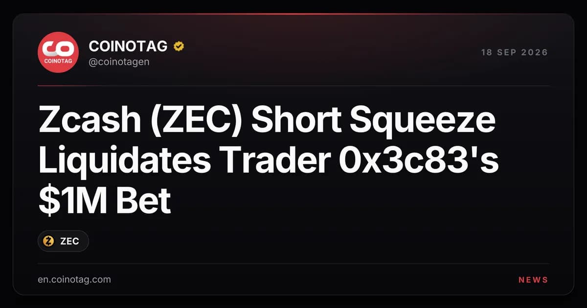 Zcash (ZEC) Short Squeeze Liquidates Trader 0x3c83's $1M Bet