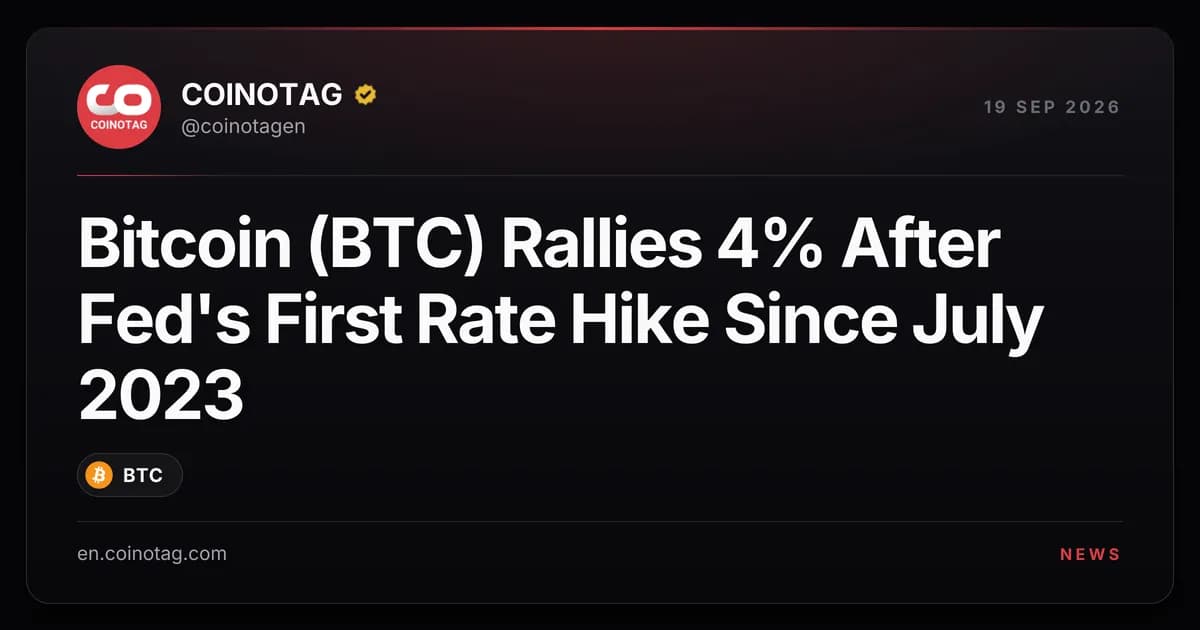 Bitcoin (BTC) Rallies 4% After Fed's First Rate Hike Since July 2023