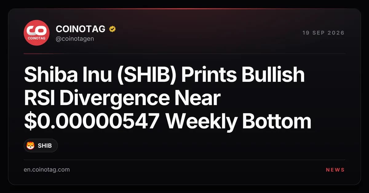 Shiba Inu (SHIB) Prints Bullish RSI Divergence Near $0.00000547 Weekly Bottom