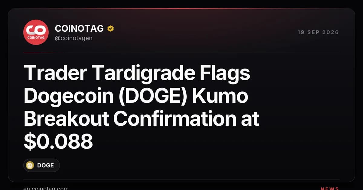 Trader Tardigrade Flags Dogecoin (DOGE) Kumo Breakout Confirmation at $0.088