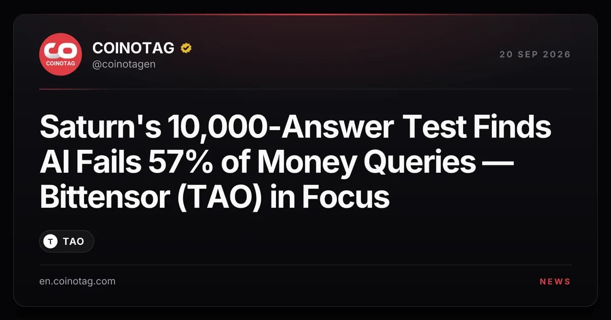 Saturn's 10,000-Answer Test Finds AI Fails 57% of Money Queries — Bittensor (TAO) in Focus
