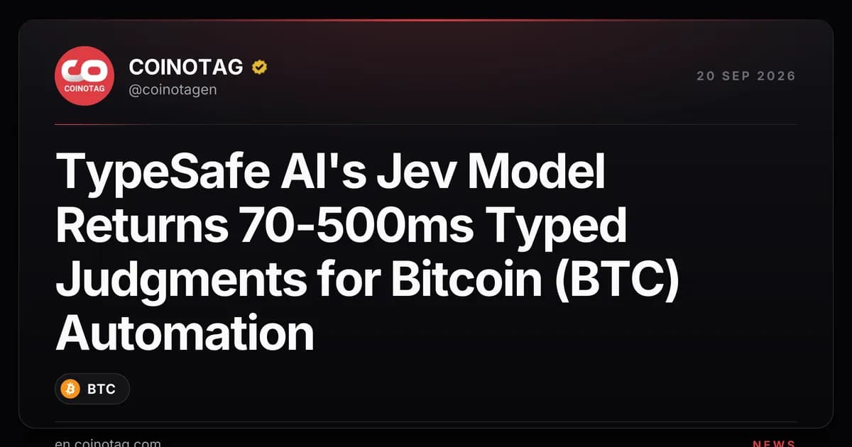 TypeSafe AI's Jev Model Returns 70-500ms Typed Judgments for Bitcoin (BTC) Automation
