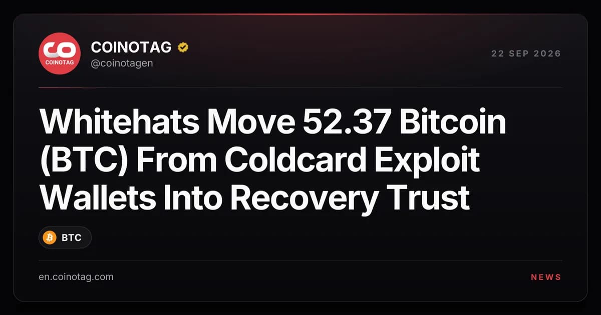 Whitehats Move 52.37 Bitcoin (BTC) From Coldcard Exploit Wallets Into Recovery Trust
