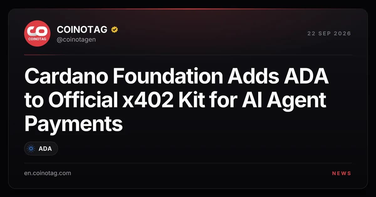 Cardano Foundation Adds ADA to Official x402 Kit for AI Agent Payments