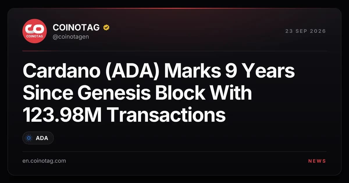 Cardano (ADA) Marks 9 Years Since Genesis Block With 123.98M Transactions