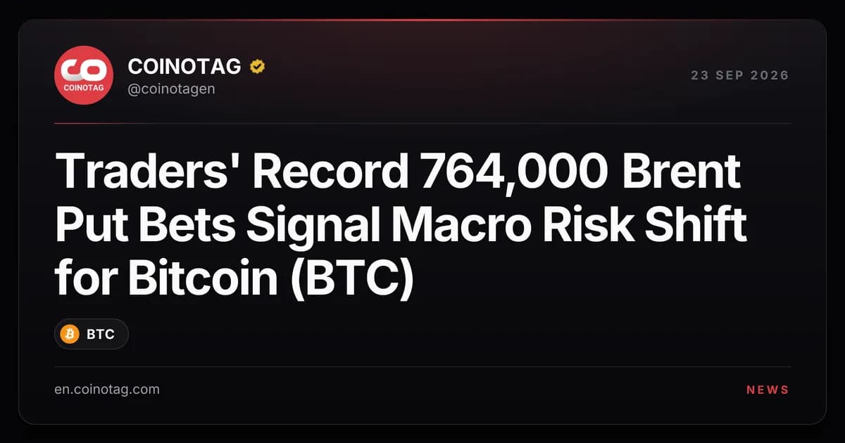 Traders' Record 764,000 Brent Put Bets Signal Macro Risk Shift for Bitcoin (BTC)