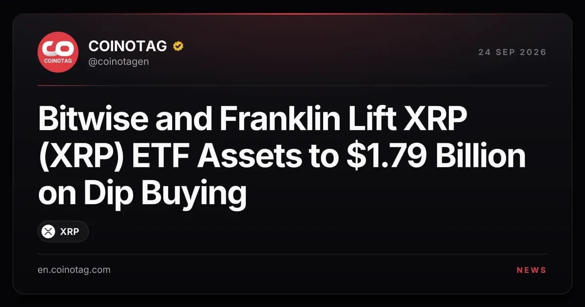 Bitwise and Franklin Lift XRP (XRP) ETF Assets to $1.79 Billion on Dip Buying