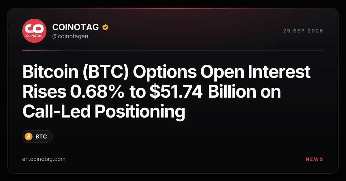 Bitcoin (BTC) Options Open Interest Rises 0.68% to $51.74 Billion on Call-Led Positioning