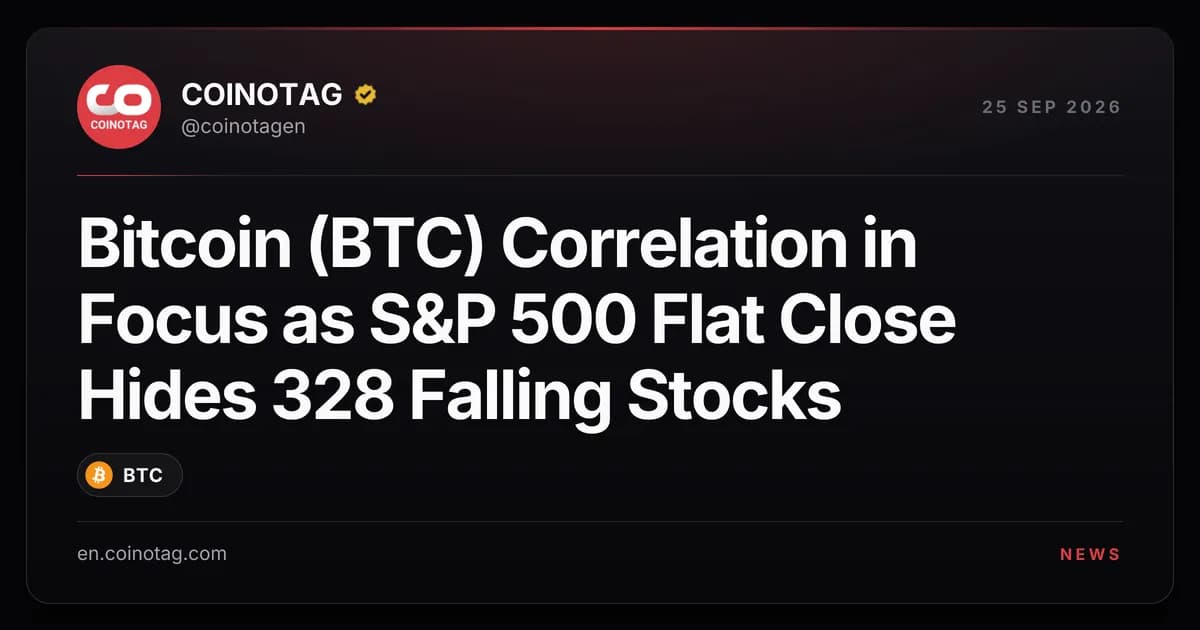 Bitcoin (BTC) Correlation in Focus as S&P 500 Flat Close Hides 328 Falling Stocks