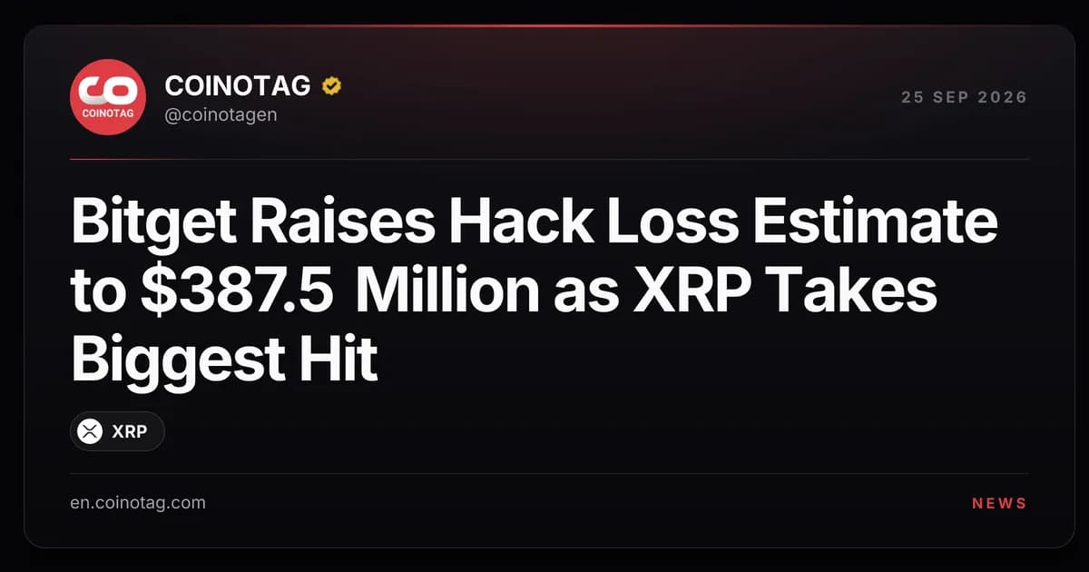 Bitget Raises Hack Loss Estimate to $387.5 Million as XRP Takes Biggest Hit