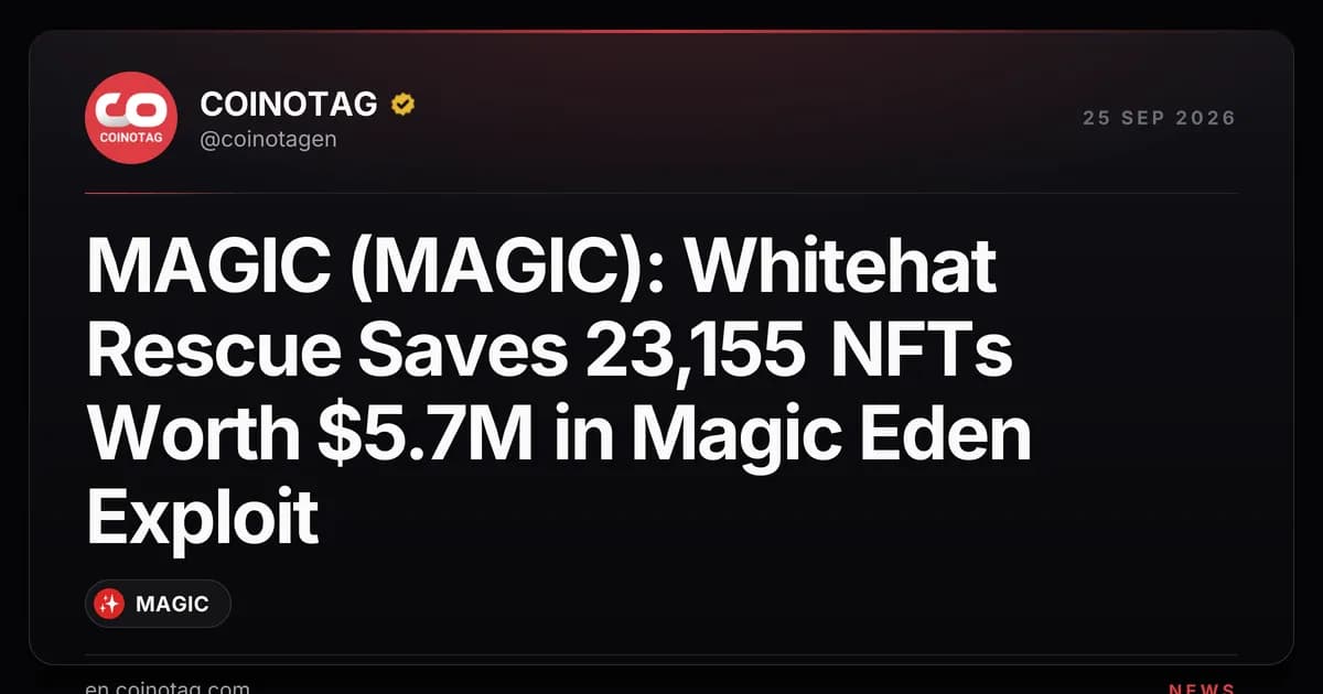 MAGIC (MAGIC): Whitehat Rescue Saves 23,155 NFTs Worth $5.7M in Magic Eden Exploit