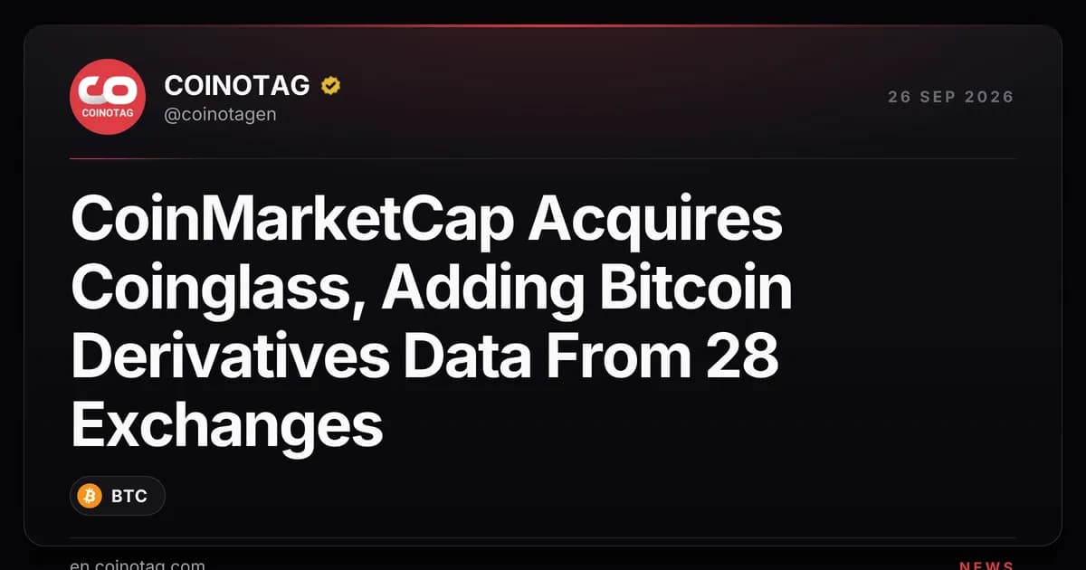 CoinMarketCap Acquires Coinglass, Adding Bitcoin Derivatives Data From 28 Exchanges