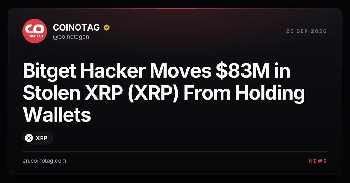 Bitget Hacker Moves $83M in Stolen XRP (XRP) From Holding Wallets