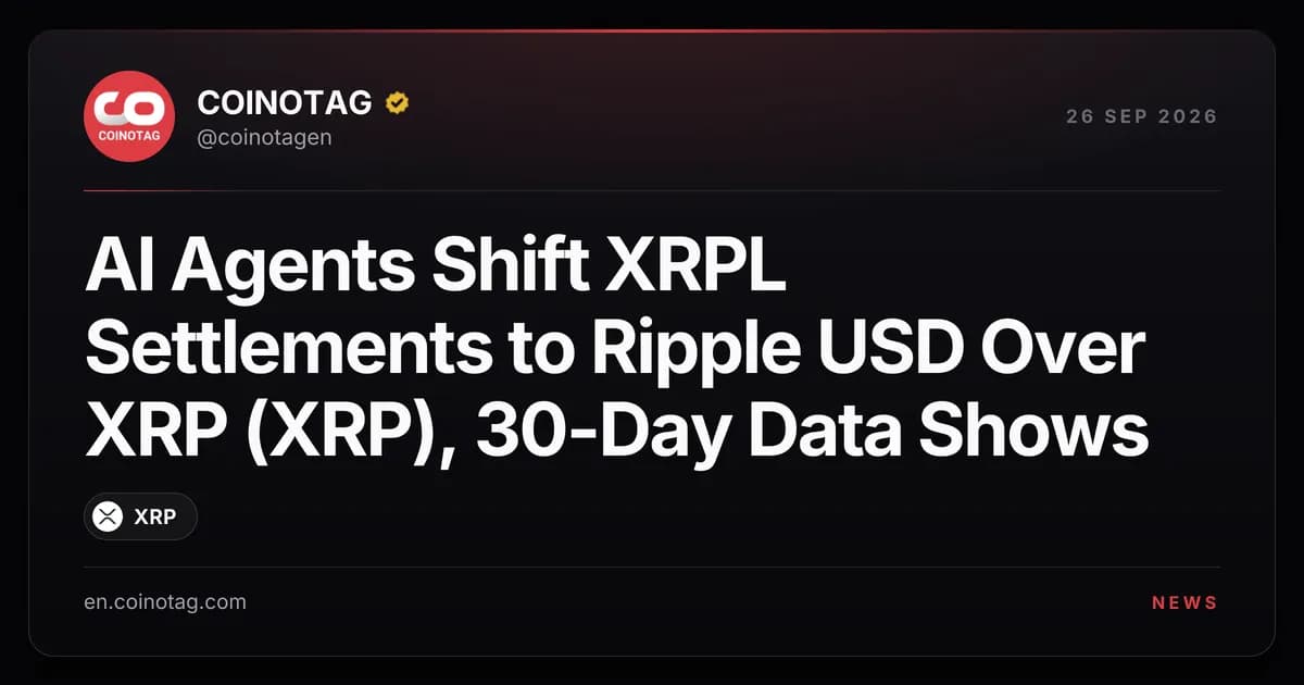 AI Agents Shift XRPL Settlements to Ripple USD Over XRP (XRP), 30-Day Data Shows