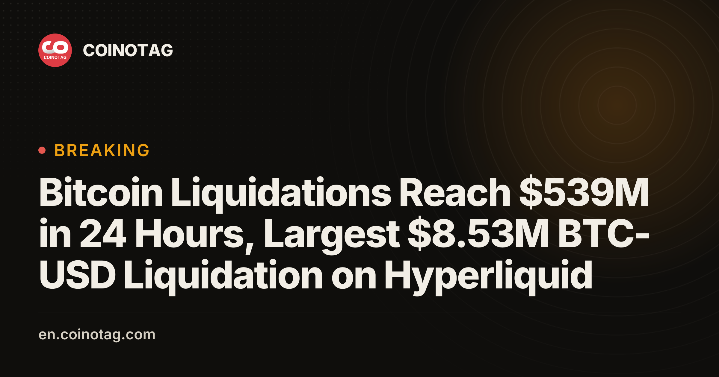 Bitcoin Liquidations Reach $539M in 24 Hours, Largest $8.53M BTC-USD ...