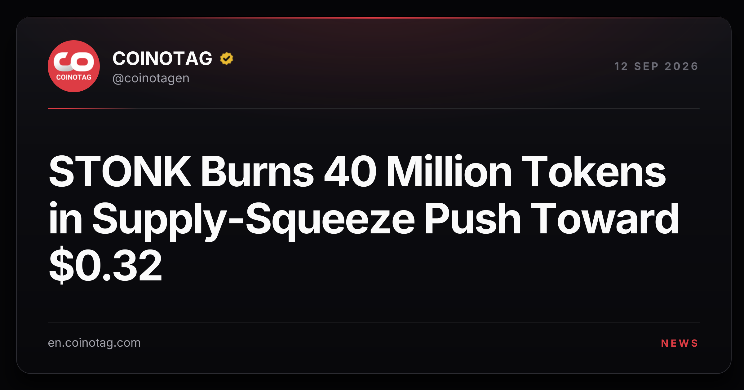 STONK Burns 40 Million Tokens in Supply-Squeeze Push Toward $0.32