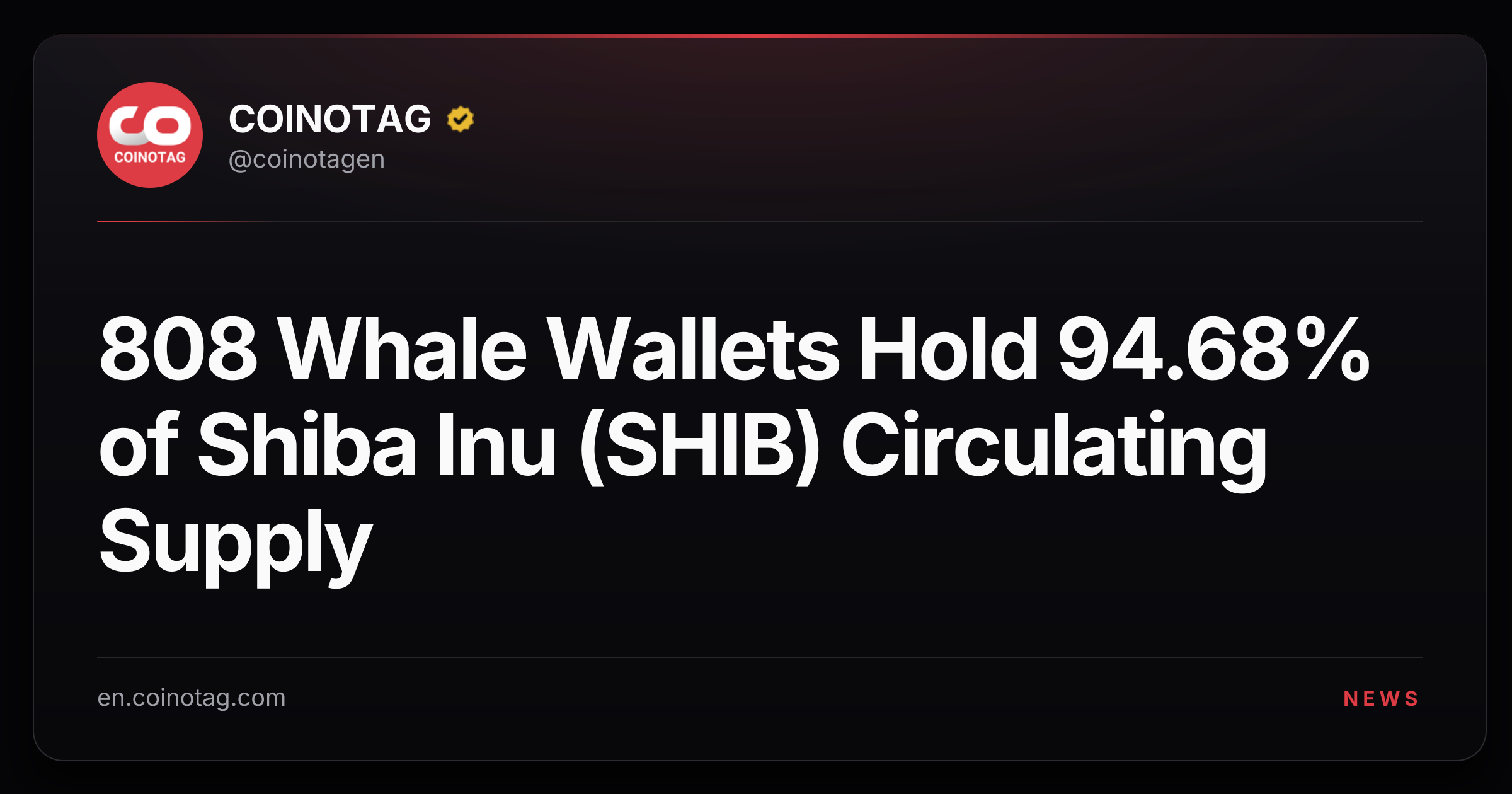 808 Whale Wallets Hold 94.68% of Shiba Inu (SHIB) Circulating Supply