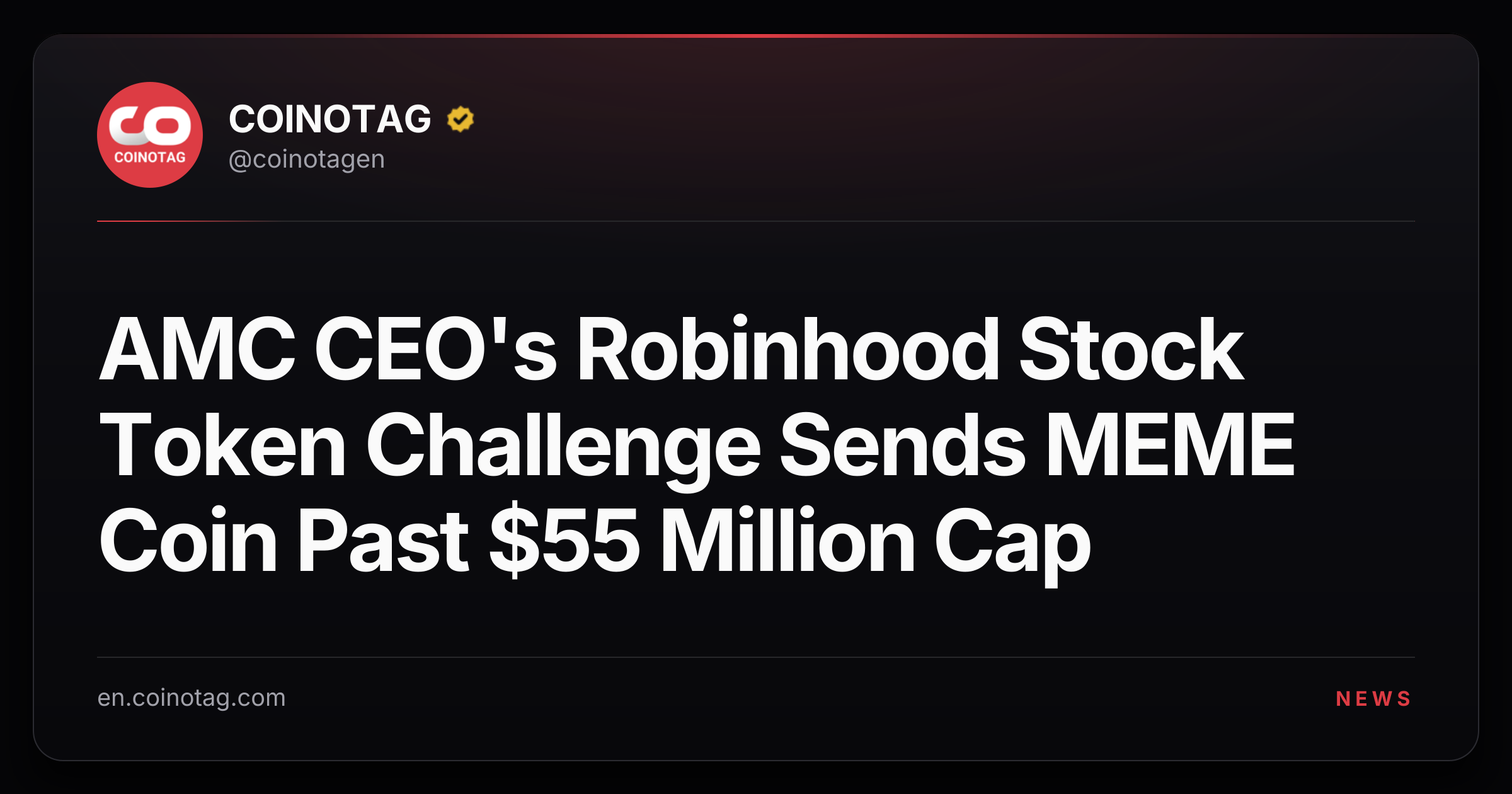AMC CEO's Robinhood Stock Token Challenge Sends MEME Coin Past $55 Million Cap