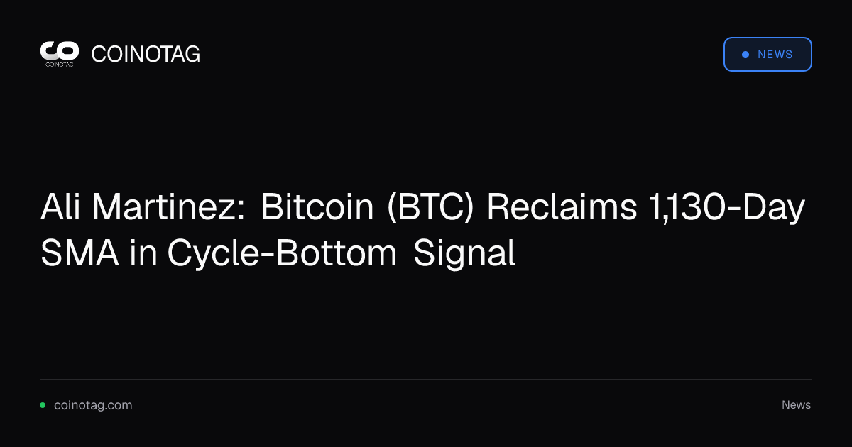 Ali Martinez: Bitcoin (BTC) Reclaims 1,130-Day SMA in Cycle-Bottom Signal