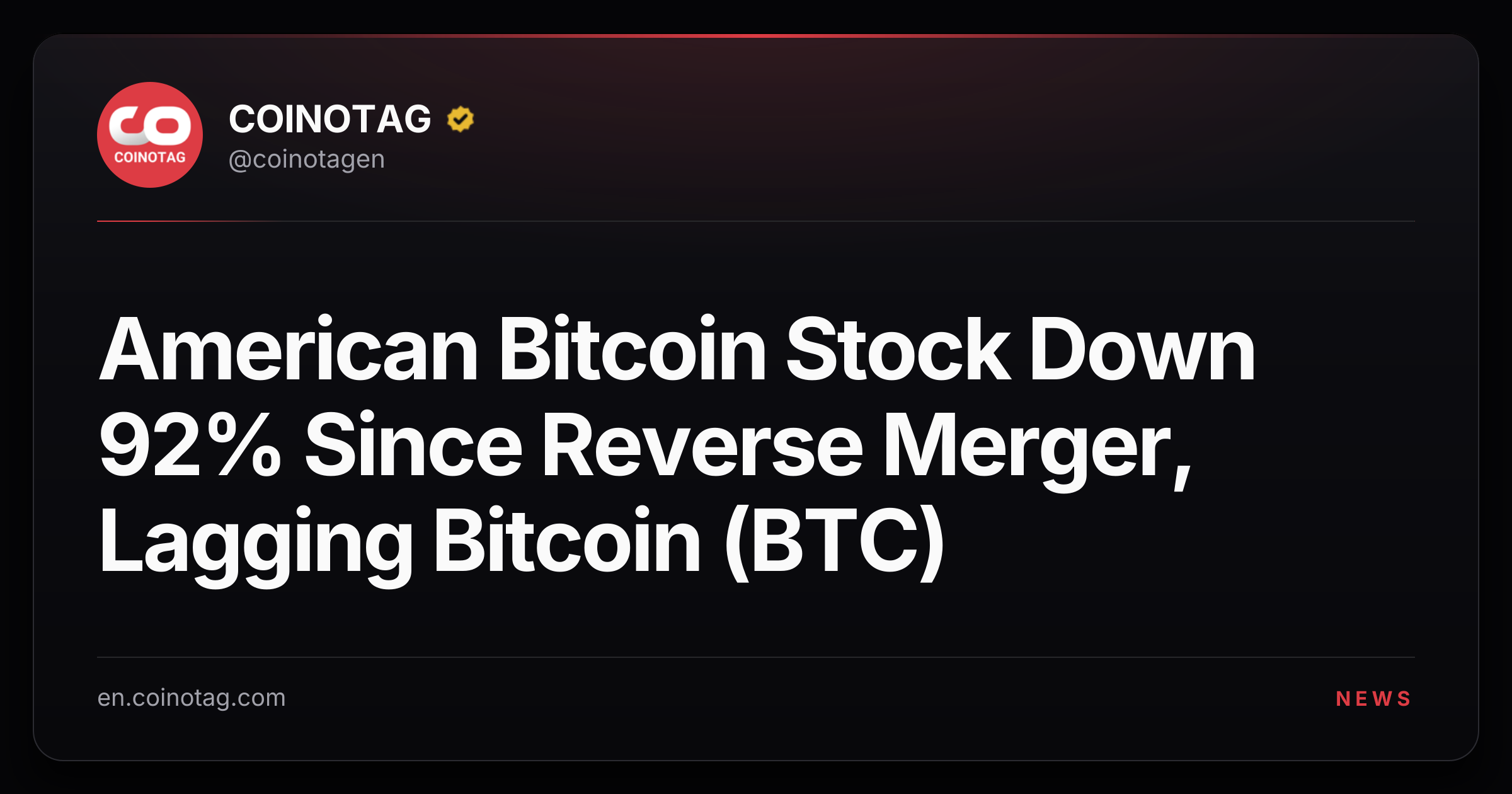 American Bitcoin Stock Down 92% Since Reverse Merger, Lagging Bitcoin (BTC)