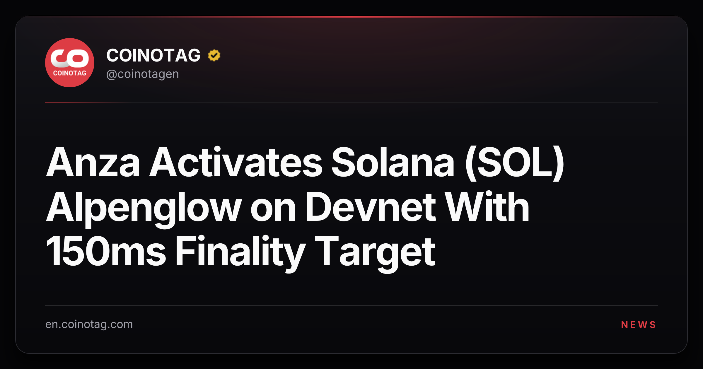 Anza Activates Solana (SOL) Alpenglow on Devnet With 150ms Finality Target