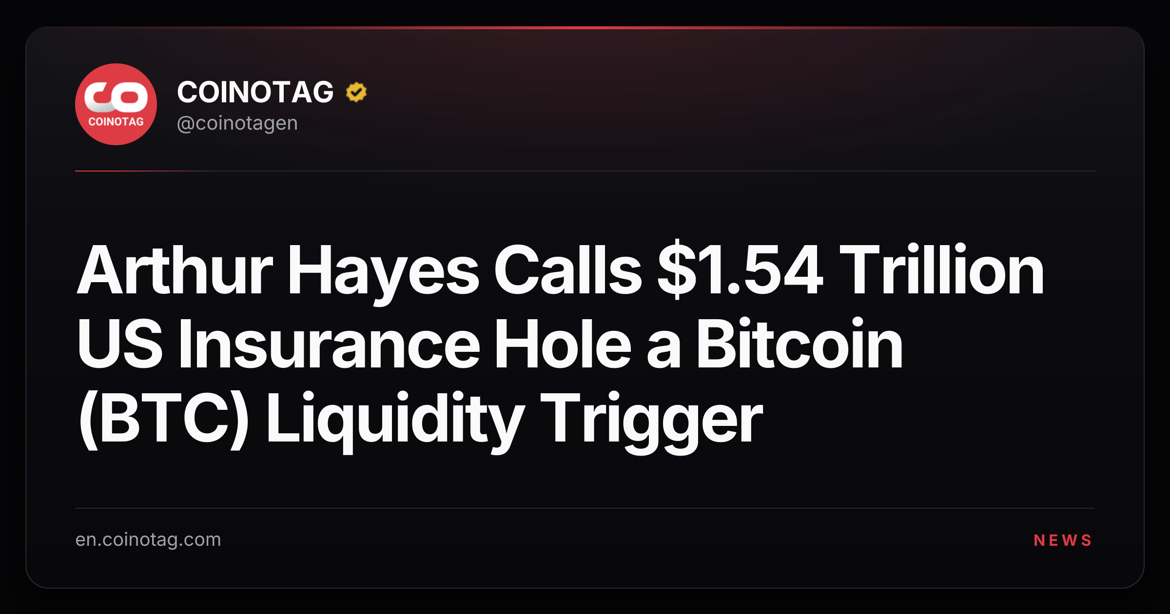 Arthur Hayes Calls $1.54 Trillion US Insurance Hole a Bitcoin (BTC) Liquidity Trigger