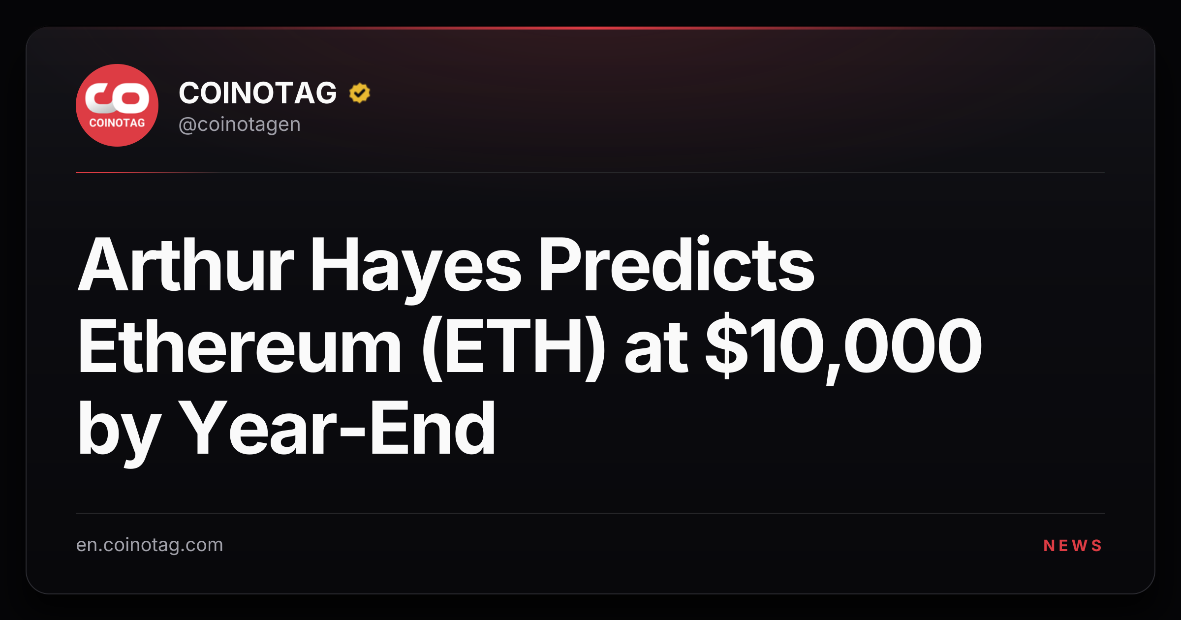 Arthur Hayes Predicts Ethereum (ETH) at $10,000 by Year-End