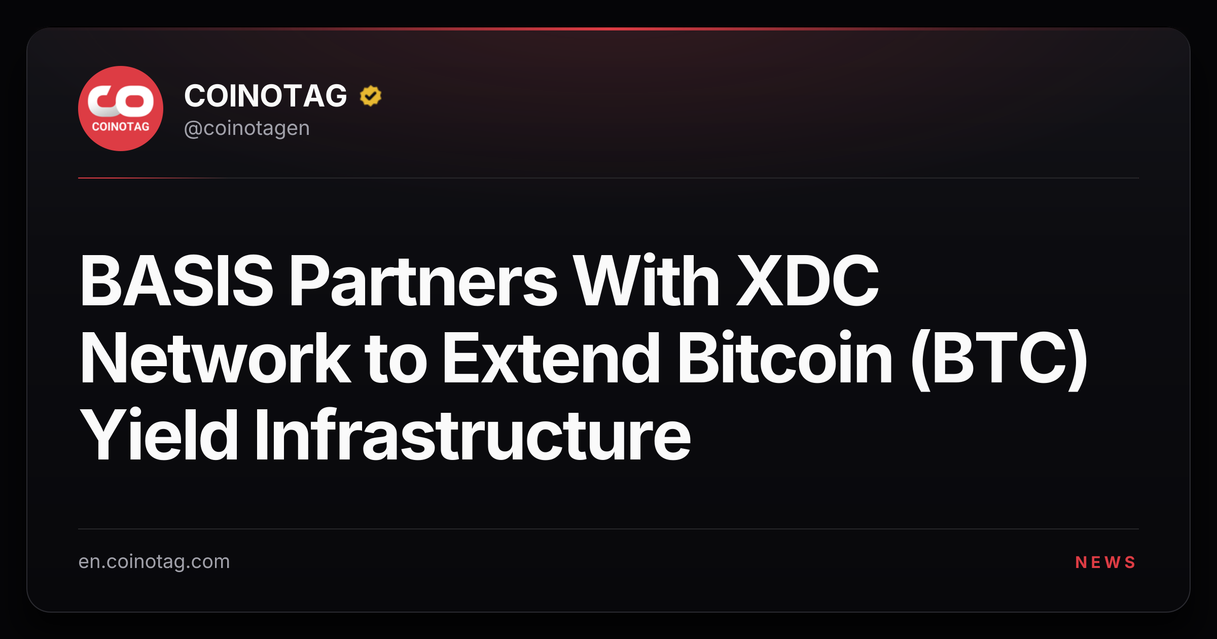 BASIS Partners With XDC Network to Extend Bitcoin (BTC) Yield Infrastructure