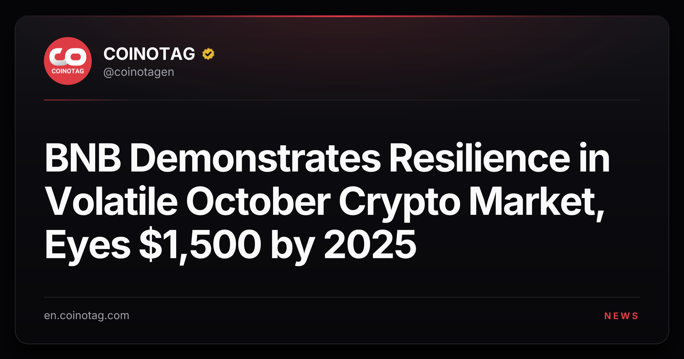 BNB Demonstrates Resilience in Volatile October Crypto Market, Eyes $1,500 by 2025