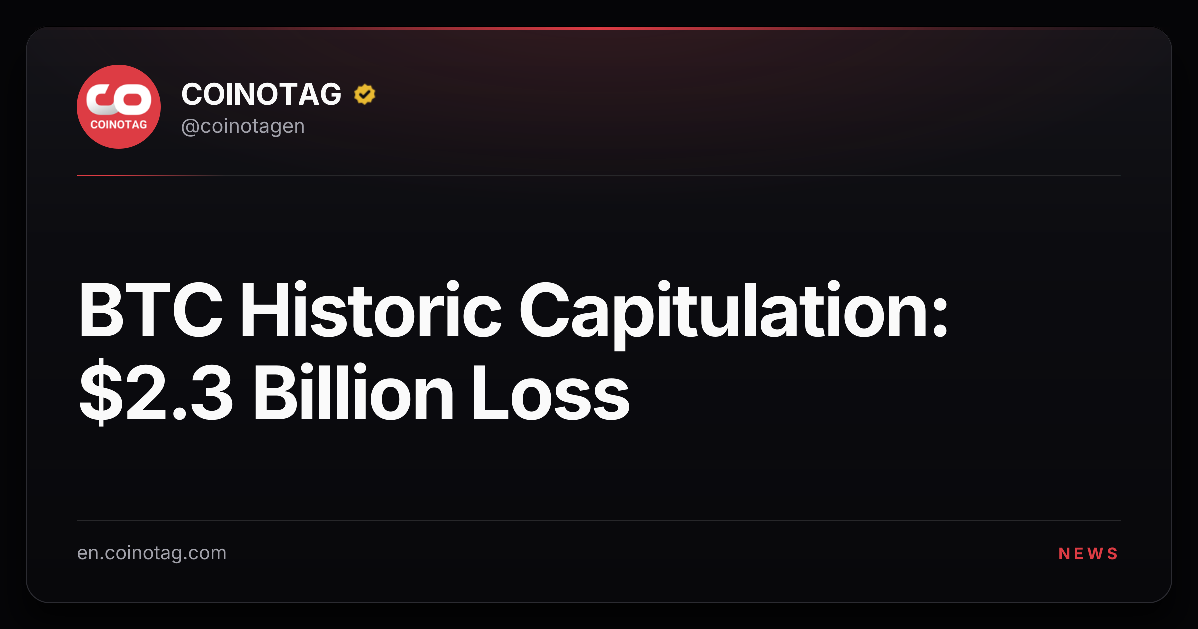 BTC Historic Capitulation: $2.3 Billion Loss