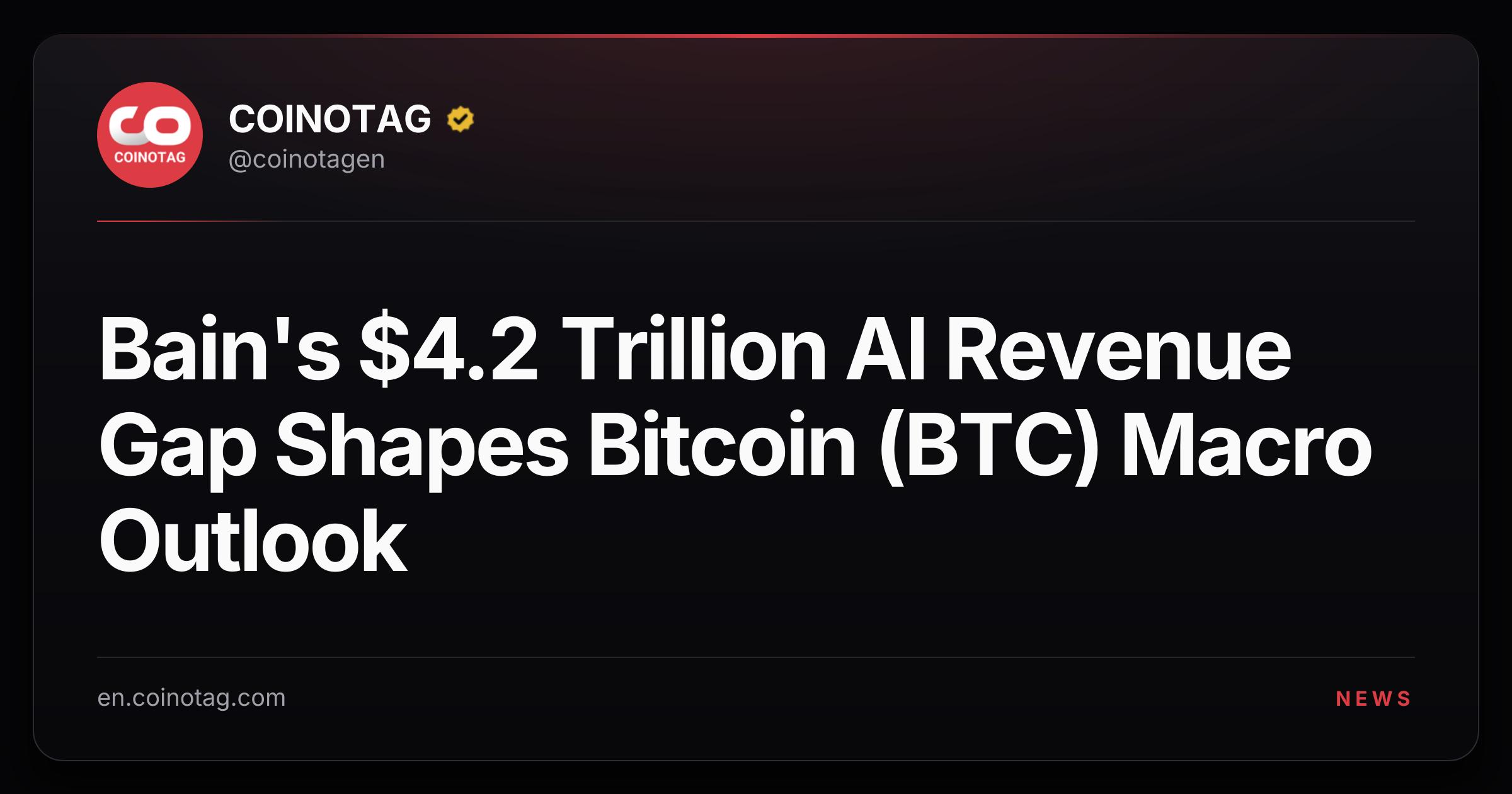 Bain's $4.2 Trillion AI Revenue Gap Shapes Bitcoin (BTC) Macro Outlook
