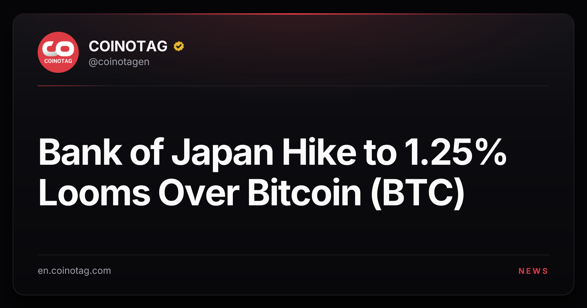 Bank of Japan Hike to 1.25% Looms Over Bitcoin (BTC)