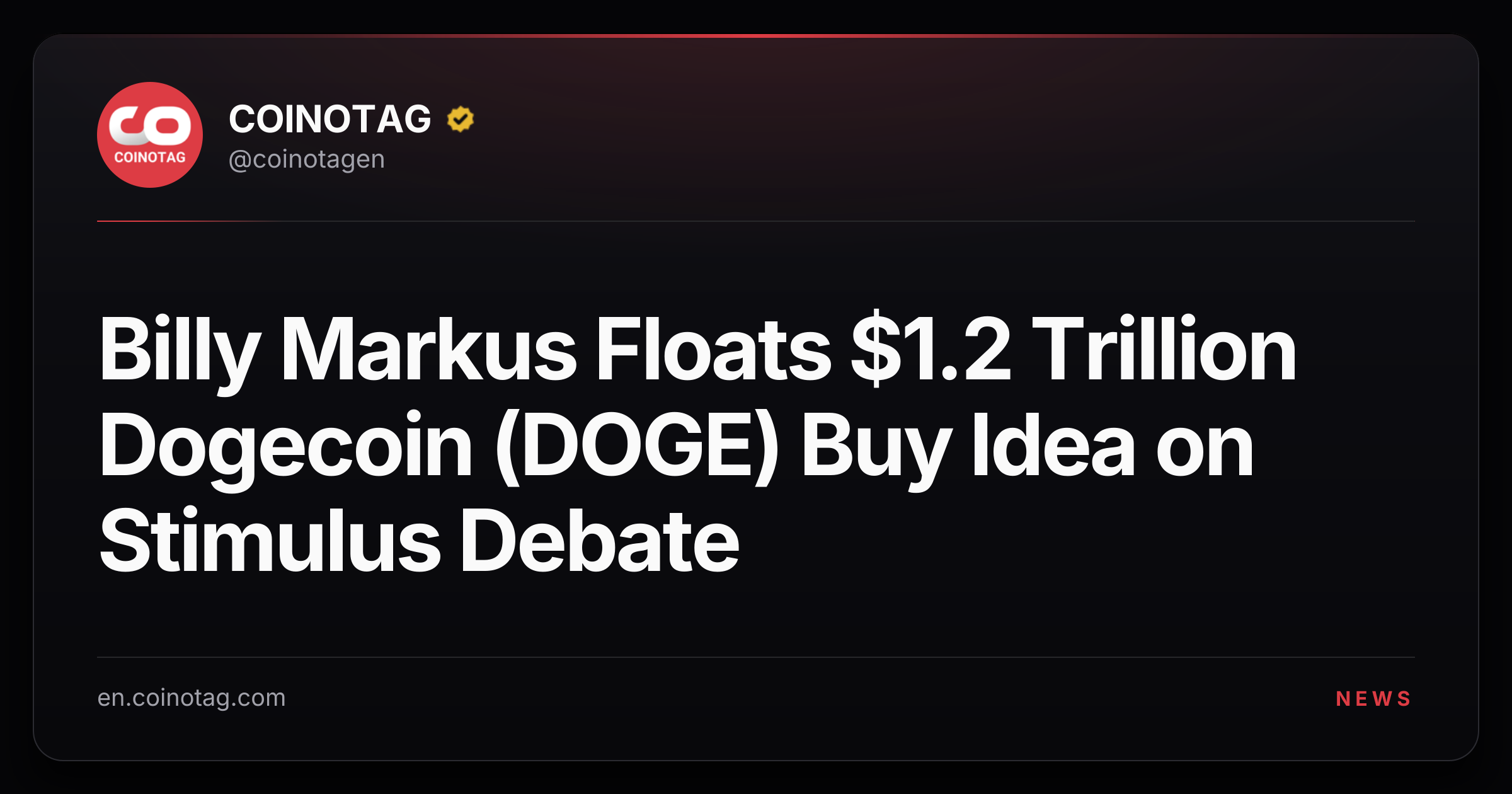 Billy Markus Floats $1.2 Trillion Dogecoin (DOGE) Buy Idea on Stimulus Debate