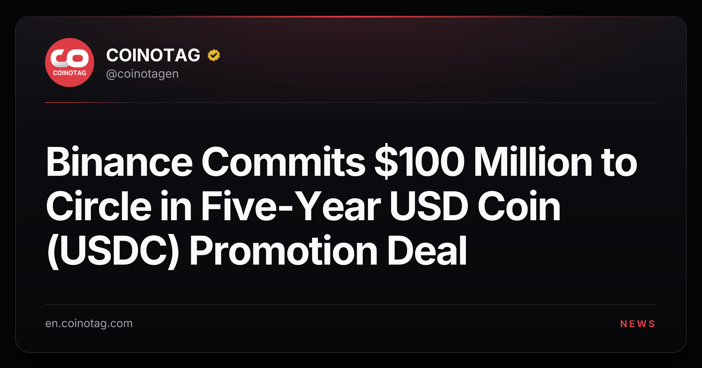 Binance Commits $100 Million to Circle in Five-Year USD Coin (USDC) Promotion Deal